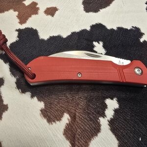Red Folding Pocket Knife with Lanyard